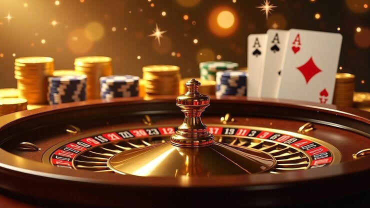 Live studio view of Monopoly Live with spinning wheel and property board